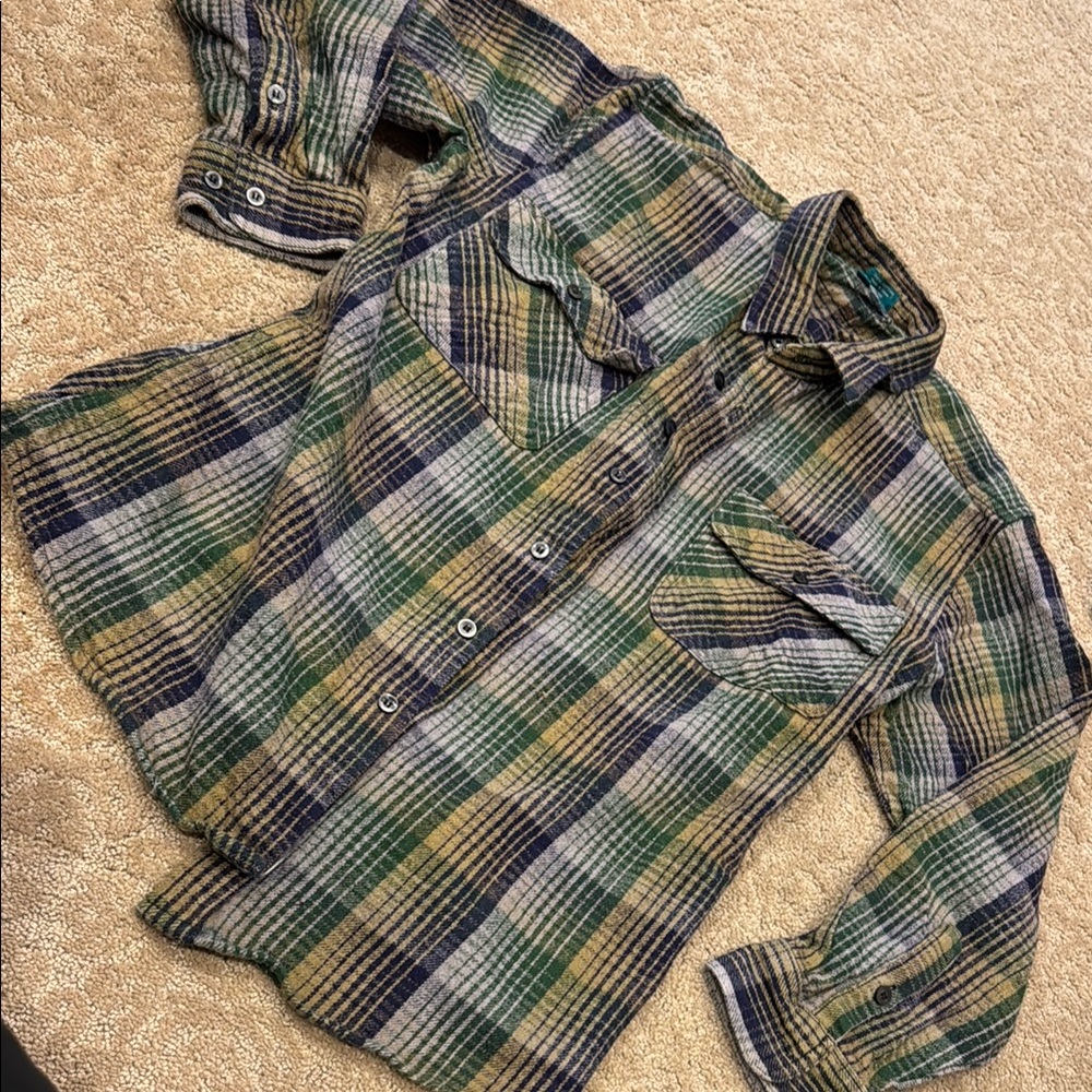 Plaid Green and Blue Men's Shirt